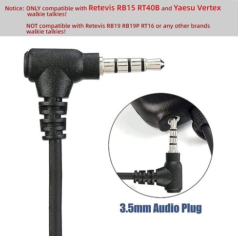 سماعة أذن Retevis VX261 Walkie Talkie، متوافقة مع YAESU Vertex VX-261 VX-230 VX-231 VX-350 VX-351 VX-180 VX-150 EVX-531 RT40B RB15 جهاز اتصال لاسلكي، سماعة أذن راديو ثنائية الاتجاه مع ميكروفون (5 عبوات) in Saudi Arabia
