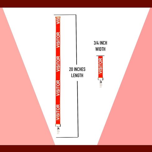 EASTEX 25 قطعة من شارات الزائرين مع بطاقة بلاستيكية PVC - حبل للزائرين - حبل أحمر منفصل للمكتب والمدرسة - حامل شارة هوية الزائر للرجال والنساء العملاء الضيوف in Kuwait