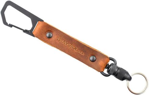 Trayvax Link Lanyard، بني التبغ، الجلد والفولاذ المقاوم للصدأ، لحامل المفاتيح، حامل البطاقات، في أي مناسبة in Kuwait