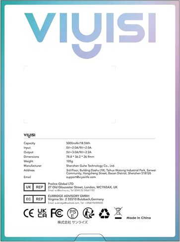 شاحن محمول VIYISI USB C | حزمة بطارية شحن سريع 5000 مللي أمبير 20 وات PD مع حامل | بنك طاقة صغير بشاشة LED متوافق مع هواتف Samsung S22/S21/S10/S9 وNote وMoto وLG وهواتف Android وغيرها - أسود in Kuwait