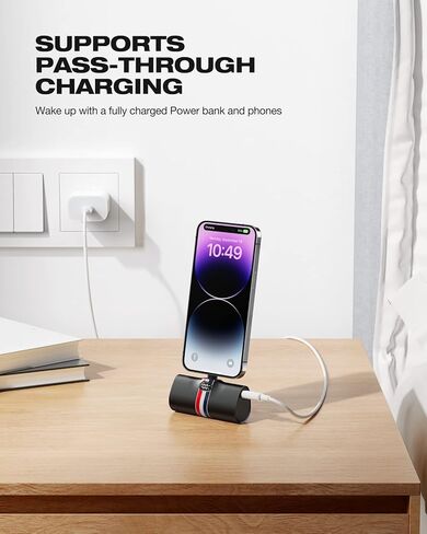 شاحن محمول VIYISI USB C | حزمة بطارية شحن سريع 5000 مللي أمبير 20 وات PD مع حامل | بنك طاقة صغير بشاشة LED متوافق مع هواتف Samsung S22/S21/S10/S9 وNote وMoto وLG وهواتف Android وغيرها - أسود in Kuwait