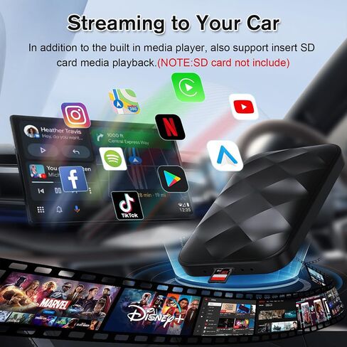 محول LLYYEE CarPlay اللاسلكي مع Netflix/YouTube/Google Play، ترقية 2024 3 في 1 CarPlay ومحول Android Auto اللاسلكي، جهاز تدفق Magic Box للسيارات مع CarPlay السلكية OEM (2 + 16 جيجابايت) in Saudi Arabia