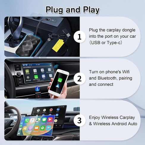 محول LLYYEE CarPlay اللاسلكي مع Netflix/YouTube/Google Play، ترقية 2024 3 في 1 CarPlay ومحول Android Auto اللاسلكي، جهاز تدفق Magic Box للسيارات مع CarPlay السلكية OEM (2 + 16 جيجابايت) in Saudi Arabia