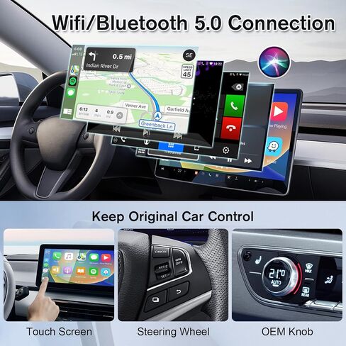 محول LLYYEE CarPlay اللاسلكي مع Netflix/YouTube/Google Play، ترقية 2024 3 في 1 CarPlay ومحول Android Auto اللاسلكي، جهاز تدفق Magic Box للسيارات مع CarPlay السلكية OEM (2 + 16 جيجابايت) in Saudi Arabia