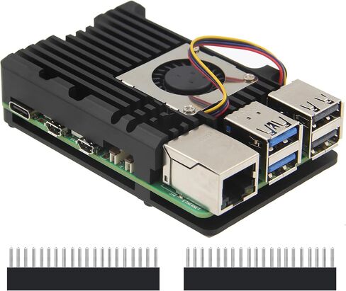 Geekworm Aluminum Passive Cooling Heatsink Armor Case with Dual PWM Cooling Fan for Raspberry Pi 5 (with Dual Fan-Black) in Saudi Arabia