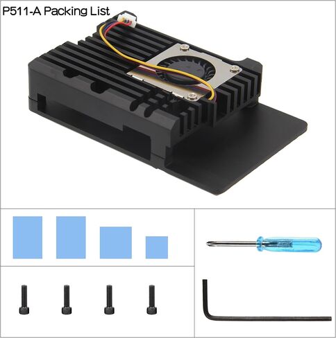 Geekworm Aluminum Passive Cooling Heatsink Armor Case with Dual PWM Cooling Fan for Raspberry Pi 5 (with Dual Fan-Black) in Saudi Arabia