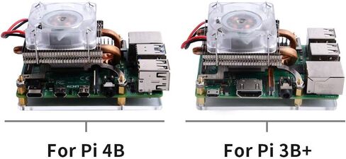 GeeekPi مبرد وحدة المعالجة المركزية منخفض المستوى مع مروحة RGB PWM ومبدد حرارة من الألومنيوم لـ Raspberry Pi 4B/3B+/3B (فضي) in Kuwait