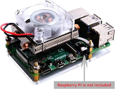 GeeekPi مبرد وحدة المعالجة المركزية منخفض المستوى مع مروحة RGB PWM ومبدد حرارة من الألومنيوم لـ Raspberry Pi 4B/3B+/3B (فضي) in Kuwait