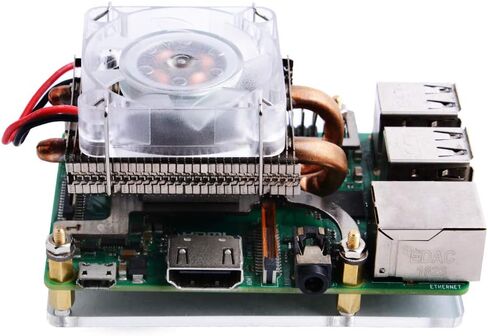 GeeekPi مبرد وحدة المعالجة المركزية منخفض المستوى مع مروحة RGB PWM ومبدد حرارة من الألومنيوم لـ Raspberry Pi 4B/3B+/3B (فضي) in Kuwait