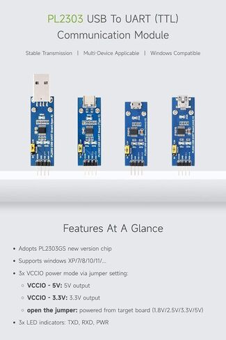 Waveshare PL2303 USB to UART (TTL) Communication Module, Micro Connector, Supports Windows XP/7/8/10/11/... in Saudi Arabia