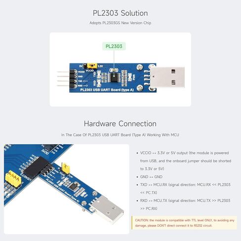 Waveshare PL2303 USB to UART (TTL) Communication Module, Micro Connector, Supports Windows XP/7/8/10/11/... in Saudi Arabia