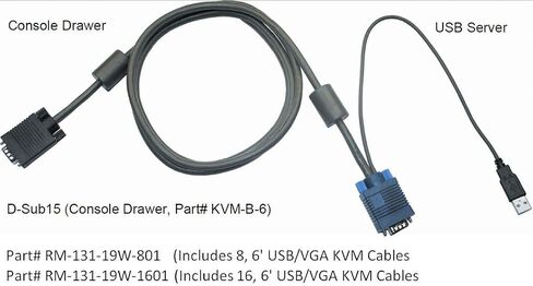 1U 19" Rackmount Monitor with 8 Port KVM Switch, 1440 X 900, 8 VGA/USB Cables Included, Part#RM-131-19W-801, 3 Year Warranty in Kuwait