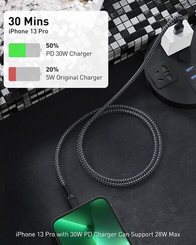 كابل Maxonar USB C إلى Lightning بطول 3 أقدام، [معتمد من Apple MFi] شاحن iPhone سلك مضفر للشحن السريع متوافق مع iPhone 14 Pro Max 13 Pro Max 13 Mini 12 Pro Max 11 Pro Max X XS XR iPad 8 Airpods in Kuwait