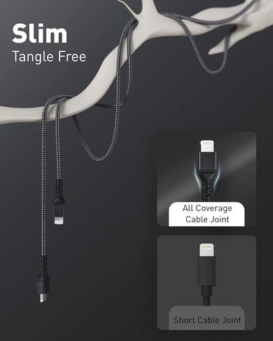 كابل Maxonar USB C إلى Lightning بطول 3 أقدام، [معتمد من Apple MFi] شاحن iPhone سلك مضفر للشحن السريع متوافق مع iPhone 14 Pro Max 13 Pro Max 13 Mini 12 Pro Max 11 Pro Max X XS XR iPad 8 Airpods in Kuwait