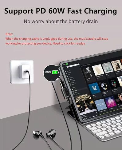 Samsung Galaxy S23+ Headphone Adapter, 2 in 1 USB C to 3.5mm Headphone Adapter with Safe 60W PD Fast Charging Compatible with Google Pixel 7/6/5, iPhone 15/15Pro, Galaxy S23/S2/Note 20 in Kuwait