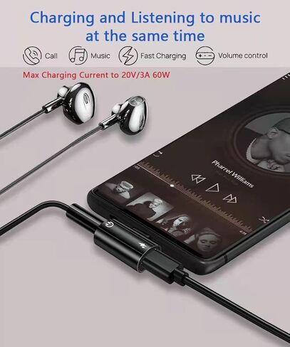 Samsung Galaxy S23+ Headphone Adapter, 2 in 1 USB C to 3.5mm Headphone Adapter with Safe 60W PD Fast Charging Compatible with Google Pixel 7/6/5, iPhone 15/15Pro, Galaxy S23/S2/Note 20 in Kuwait