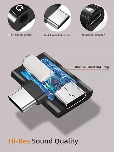 Samsung Galaxy S23+ Headphone Adapter, 2 in 1 USB C to 3.5mm Headphone Adapter with Safe 60W PD Fast Charging Compatible with Google Pixel 7/6/5, iPhone 15/15Pro, Galaxy S23/S2/Note 20 in Kuwait