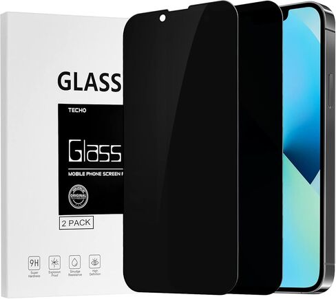 تيكو واقي شاشة للخصوصية متوافق مع ايفون 13 ميني من الزجاج المقوى (تغطية كاملة من الحافة الى الحافة) (مضاد للتجسس) (مناسب للجراب) (عبوة من قطعتين) (5.4 انش) in Kuwait
