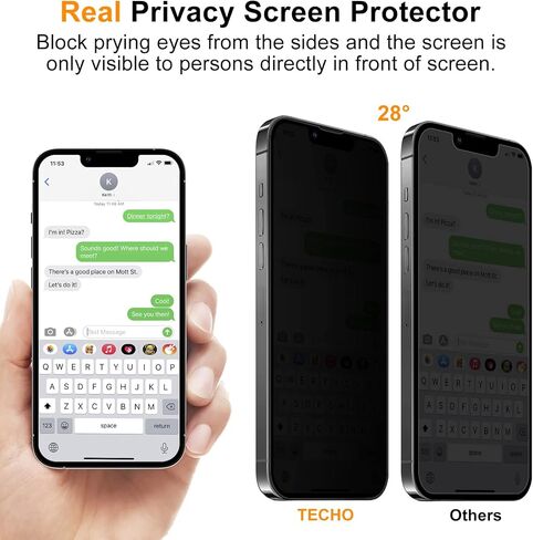 تيكو واقي شاشة للخصوصية متوافق مع ايفون 13 ميني من الزجاج المقوى (تغطية كاملة من الحافة الى الحافة) (مضاد للتجسس) (مناسب للجراب) (عبوة من قطعتين) (5.4 انش) in Kuwait
