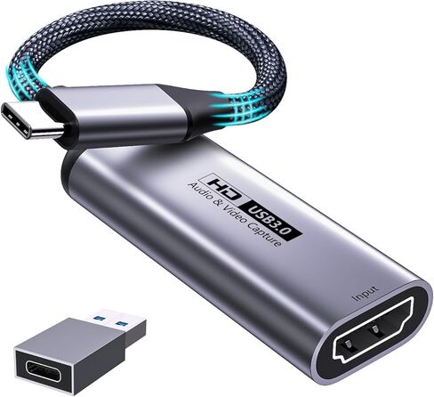 بطاقة التقاط فيديو Fulfalic، بطاقة التقاط 4K HDMI إلى USB C 3.0، 1080P HD 60 إطارًا في الثانية لايف وتسجيل صوت الفيديو للألعاب والبث والتدريس ومؤتمرات الفيديو in Kuwait