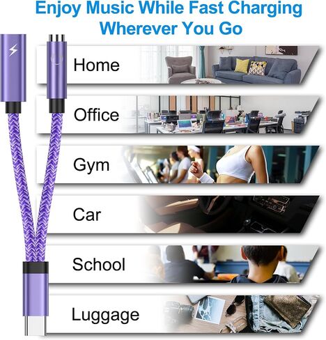 USB C Headphone and Charger Adapter for Samsung Galaxy A14 A54 A24 A13 A53 S23 S22 Ultra S21 S20 FE Z Flip 5, USB C to 3.5mm Aux Audio Jack and Fast Charging Dongle Cable Cord for Pixel 7A 6A 7 6 Pro in Saudi Arabia