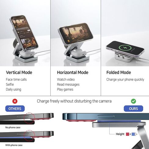 محطة شحن POLIFALL 3 في 1 لشاحن Google Pixel MagSafe اللاسلكي القابل للطي للسفر لأجهزة متعددة قابلة للطي/8 Pro/8/7 Pro/7a/7/6 Pro/6/5/4/3/XL in Saudi Arabia
