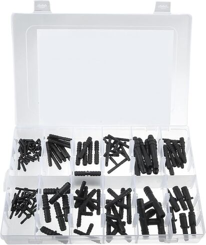 X AUTOHAUX 113 Pcs 12 Size Barbed Type Automotive Vacuum Connector Assortment Kit Hose Straight Connectors Hose Tee Connectors Hose Reducer Connectors Vacuum Line Fittings Repair Kit in Saudi Arabia