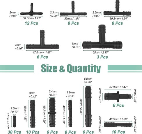 X AUTOHAUX 113 Pcs 12 Size Barbed Type Automotive Vacuum Connector Assortment Kit Hose Straight Connectors Hose Tee Connectors Hose Reducer Connectors Vacuum Line Fittings Repair Kit in Saudi Arabia
