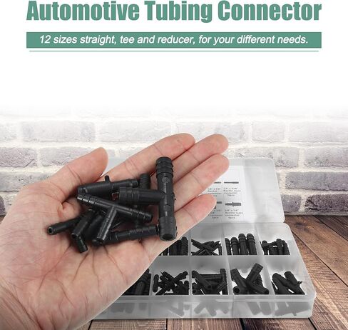 X AUTOHAUX 113 Pcs 12 Size Barbed Type Automotive Vacuum Connector Assortment Kit Hose Straight Connectors Hose Tee Connectors Hose Reducer Connectors Vacuum Line Fittings Repair Kit in Saudi Arabia