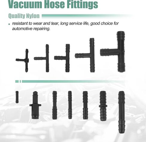 X AUTOHAUX 113 Pcs 12 Size Barbed Type Automotive Vacuum Connector Assortment Kit Hose Straight Connectors Hose Tee Connectors Hose Reducer Connectors Vacuum Line Fittings Repair Kit in Saudi Arabia