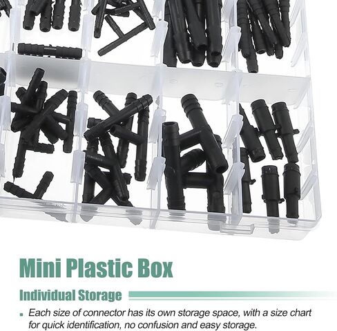 X AUTOHAUX 113 Pcs 12 Size Barbed Type Automotive Vacuum Connector Assortment Kit Hose Straight Connectors Hose Tee Connectors Hose Reducer Connectors Vacuum Line Fittings Repair Kit in Saudi Arabia