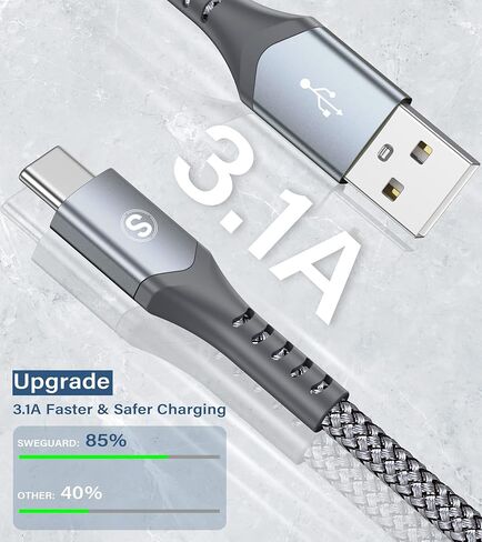 كابلات USB C [عبوتان، 6.6 قدم]، كابل شحن الطاقة لجهاز Kindle Fire HD 10 9th 2019 8 10th 2020 Paperwhite 11th 2021 Gen، Samsung Galaxy S22 S21 S20 S10 S9 S8، Note 20 10 9 8، A72A52 A33، LG، موتو، PS5 in Kuwait