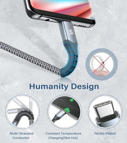 كابلات USB C [عبوتان، 6.6 قدم]، كابل شحن الطاقة لجهاز Kindle Fire HD 10 9th 2019 8 10th 2020 Paperwhite 11th 2021 Gen، Samsung Galaxy S22 S21 S20 S10 S9 S8، Note 20 10 9 8، A72A52 A33، LG، موتو، PS5 in Kuwait