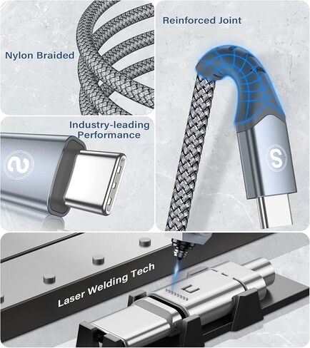 كابلات USB C [عبوتان، 6.6 قدم]، كابل شحن الطاقة لجهاز Kindle Fire HD 10 9th 2019 8 10th 2020 Paperwhite 11th 2021 Gen، Samsung Galaxy S22 S21 S20 S10 S9 S8، Note 20 10 9 8، A72A52 A33، LG، موتو، PS5 in Kuwait