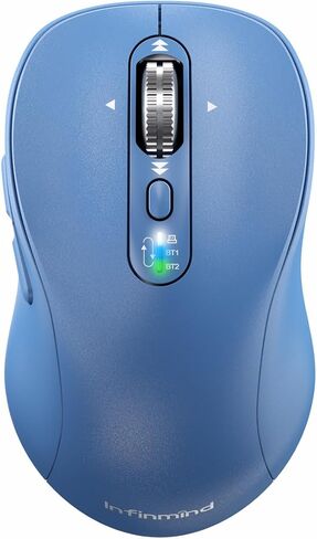 INFINMIND Bluetooth Wireless Mouse for Laptop,USB+BT×2,USB-C Charging,Quiet Multi Device Mouse,Metal 4-Way Super Scrolling,± 3200 DPI,9 Buttons,Ergo Computer Cordless Mice,for iPad/Tablet/Mac/PC/Phone in Saudi Arabia