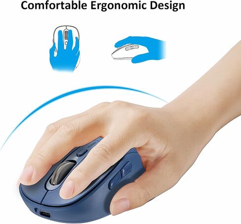 INFINMIND Bluetooth Wireless Mouse for Laptop,USB+BT×2,USB-C Charging,Quiet Multi Device Mouse,Metal 4-Way Super Scrolling,± 3200 DPI,9 Buttons,Ergo Computer Cordless Mice,for iPad/Tablet/Mac/PC/Phone in Saudi Arabia