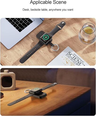شاحن لاسلكي محمول لساعة Apple، شاحن ANPULES المحسن بسلسلة مفاتيح ذكية بقدرة 1000 مللي أمبير في الساعة لساعة iWatch، شاحن ساعة محمول لساعة Apple UItra2/9/Ultra/8/7/6/SE/5/4/3/2 (أبيض) in Kuwait