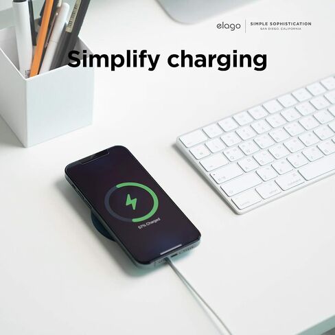 لوحة شحن elago متوافقة مع شاحن MagSafe، متوافقة مع موديلات iPhone 15,14, 13,12، AirPods Pro & AirPods 3 - حامل شاحن مغناطيسي، مضاد للانزلاق [أسود] [شاحن Magsafe غير متضمن] in Kuwait