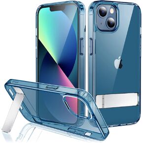 حافظة JETech بمسند لهاتف iPhone 13 Mini، مقاس 5.4 بوصة، تدعم الشحن اللاسلكي، غطاء هاتف نحيف مقاوم للصدمات، حامل معدني ثلاثي الاتجاهات (شفاف) in Kuwait