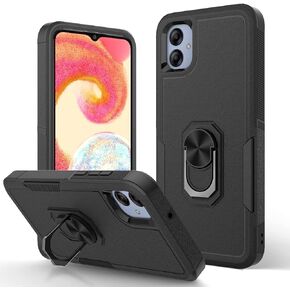 حافظة Ryphez لهاتف Samsung Galaxy A04e، حافظة لهاتف Galaxy A04e، حافظة هاتف بمسند مغناطيسي مزدوج الطبقات مقاوم للصدمات مع حامل حلقة قابل للدوران لهاتف Galaxy A04e (أسود)