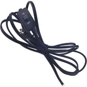 6 Feet Lamp Cord with Switch,1 Pack 2 Prong 18AWG Light Power Cord with 3A On/Off Switch,Pure Copper Wiring Tail Stripped (1.9M,Black) (LampCord 1) in Kuwait