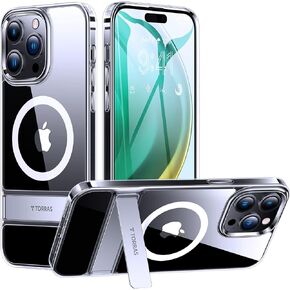 TORRAS iPhone 14 Pro Max Phone Case Clear with Stand (10FT Military Grade Drop Tested) Anti-Yellowing (3 Stand Ways Built-in Kickstand) Slim Fit Protective Case, Diamond Clear in Saudi Arabia