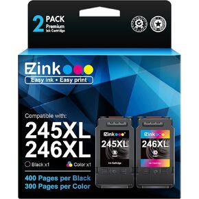 E-Z Ink (TM Ink 245XL 246XL Combo Pack Ink Cartridges Replacement for Canon PG-245XL CL-246XL PG-243 CL-244 for Pixma TS3120 MG2520 MX492 TR4520 TS202 MG2525 MG3022 MG2522 MG2922 (Black, Tri-Color)