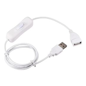 MECCANIXITY USB Cable with ON/Off Switch, USB Male to Female Extension Cord 1M White, for LED Desk Lamp LED Strip