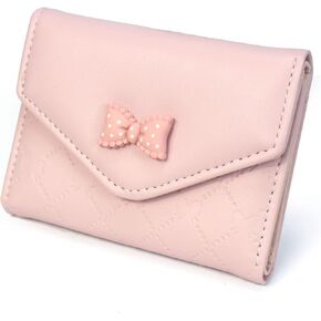 SUMGOGO محفظة نسائية للفتيات لطيف Bowknot محفظة ثلاثية الطي محفظة جلدية صغيرة نحيفة محفظة قصيرة حامل بطاقة النقدية حقيبة (أسود) in Kuwait