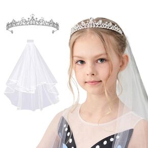 Lovelyshop Veil and Silver Alloy Tiara package for teenager and woman in First Communion in Kuwait