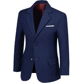 سترة SaiLiiny للأولاد معطف بزر واحد سترة زرقاء بدلة للأطفال بدلات ضيقة مع سترة رسمية طية صدر السترة in Kuwait