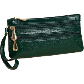 MAXALLEY Three Zippered Wristlet Wallet Purses for Women, Multi Pocket Clutch Purse for Card Holder Organizer(Green) in Saudi Arabia