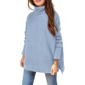 Arshiner Girls Sweaters Turtleneck Kids Tunic Long Sleeve Knit Chunky Pullover Jumper Tops in Saudi Arabia
