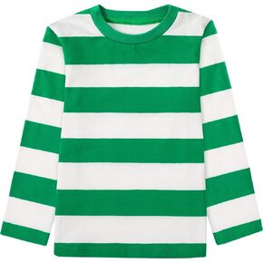COSLAND Boys and Toddlers' Long Sleeve Striped T-Shirt, Cotton, Kids' Crew Neck Tee, 2T-Large